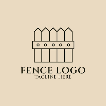 Fence line art logo, icon and symbol, vector illustration designのイラスト素材