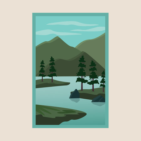 Mountain landscape design, vector illustration eps 10. Flat design.のイラスト素材