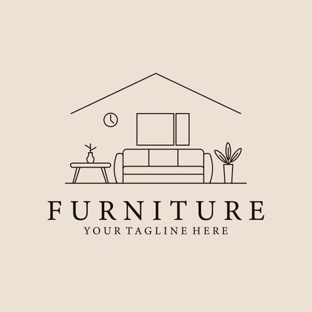 minimalist furniture line art logo illustration vector designのイラスト素材