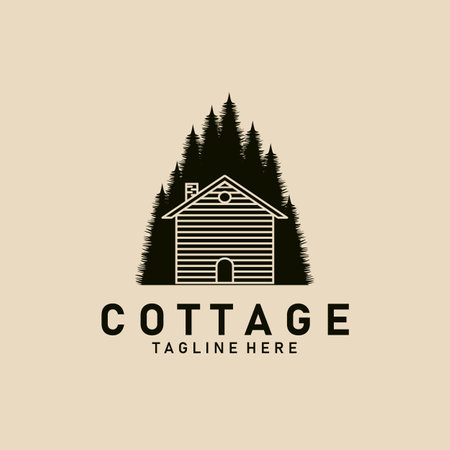 Cottage vintage logo, icon and symbol, vector illustration designのイラスト素材