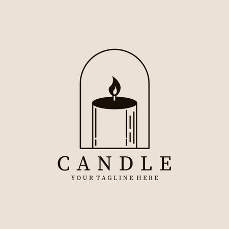 Candle line art logo, icon and symbol, vector illustration designのイラスト素材