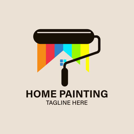 Home Painting logo design template. Vector illustration of a paint roller.のイラスト素材