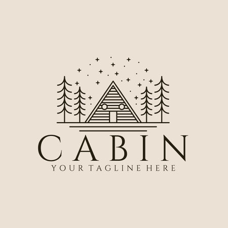 cabin line art logo design vector graphic symbol icon illustration creative ideaのイラスト素材