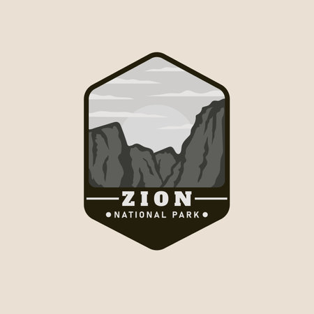 zion national park logo vector patch symbol illustration designのイラスト素材