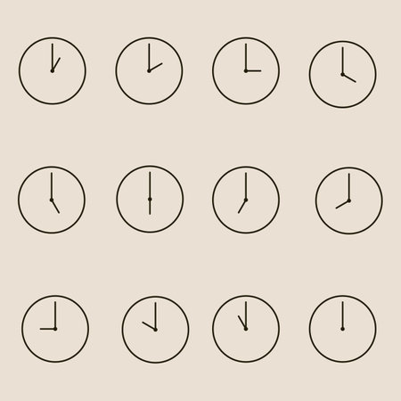 Set of Minimal line art clock icon and symbol creative illustration designのイラスト素材