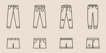 set bundle pants with line art style logo vector icon design. business symbol template illustrationのイラスト素材
