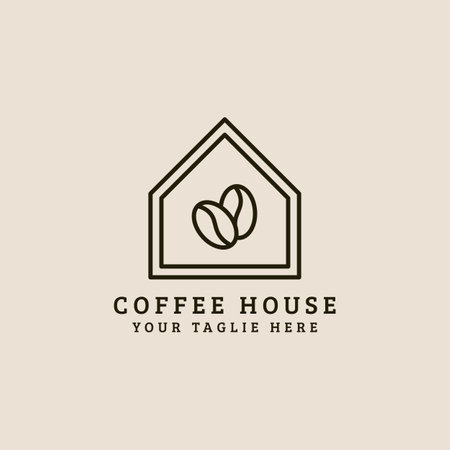 coffee house shop with line art style logo vector icon design. business symbol template illustrationのイラスト素材