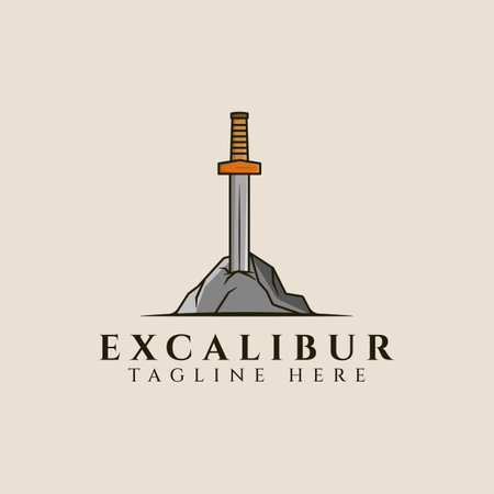 excalibur vintage logo, icon and symbol, vector illustration designのイラスト素材