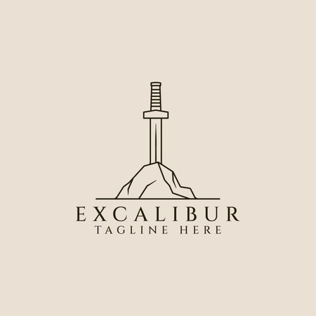 excalibur line art logo, icon and symbol, vector illustration designのイラスト素材