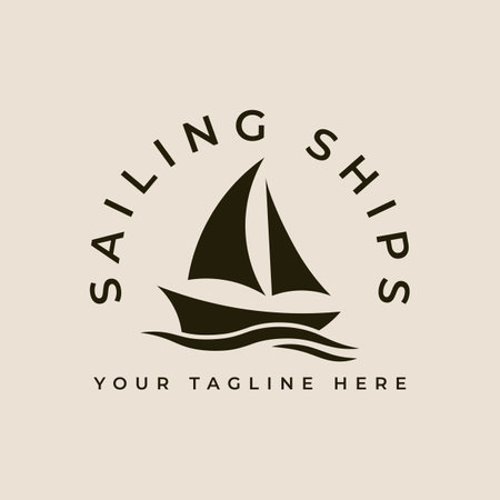 sailing ships vintage art logo vector illustration template designのイラスト素材