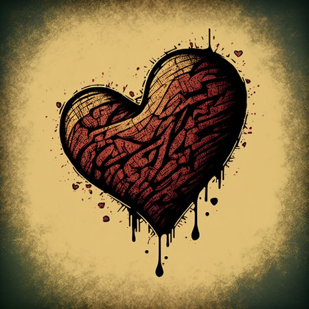 Hand drawn isolated heart illustration, great for a greeting card for Valentine's dayの素材