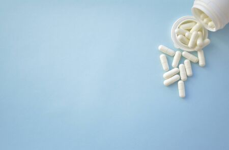 Assortment of medicinal pharmaceutical products, tablets, pills, capsules. Concept of healthcare and...