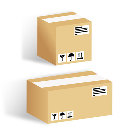 set of cardboard boxes icon cartoon vector Illustration on a white background.のイラスト素材