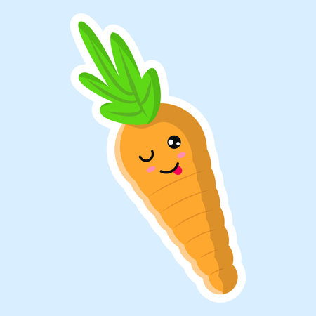 Cute carrot character. Vector illustration in flat style. Isolated on white background.のイラスト素材