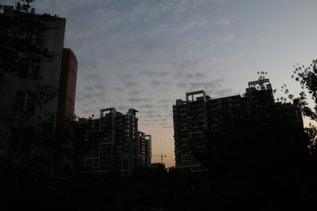 buildings in the duskのeditorial素材