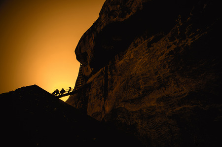 Subjugated peak  People going down the slopesの写真素材