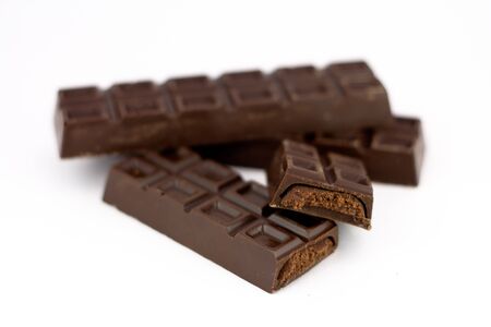 bar chocolate with filling isolated on white