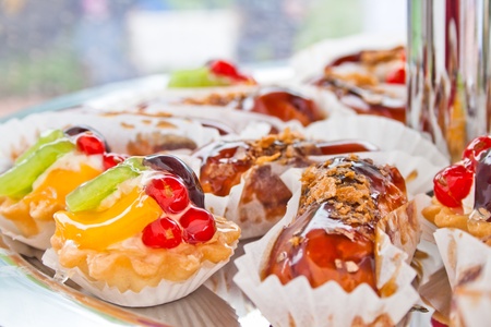 small pastry on white tartletの写真素材