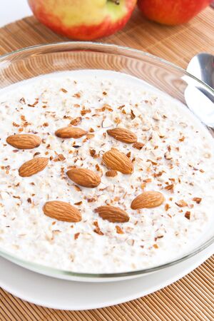 hot kasha with milk and nutsの写真素材