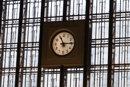 big watch on wall from windows with linesのeditorial素材