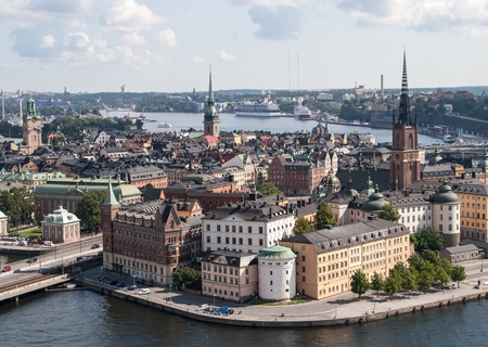 view on historical architecture tower in Stockholm, Swedenの写真素材