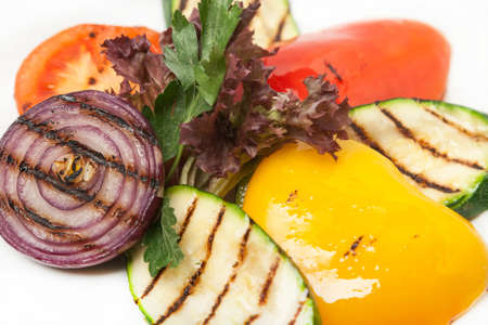 hot grilled color fresh vegetables for garnishの写真素材