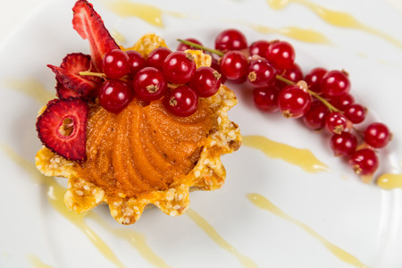 fresh vegetarian sweet pastry with berry and pumpkin