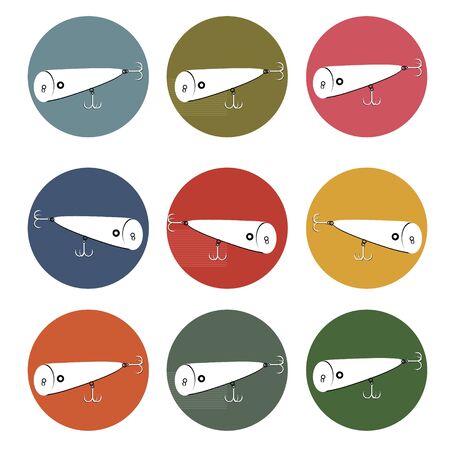set bait wobblers popper for fishing on background in different colorsのイラスト素材