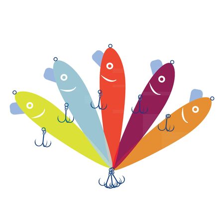 silhouette bait wobblers for fishing in different colorsのイラスト素材