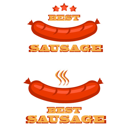 vector sausages with lettering and stars in bright colorsのイラスト素材