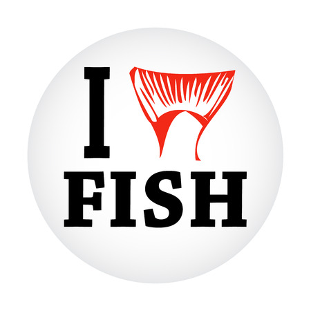 vector emblem i love fishing catch & release with tail and lettering in roundのイラスト素材