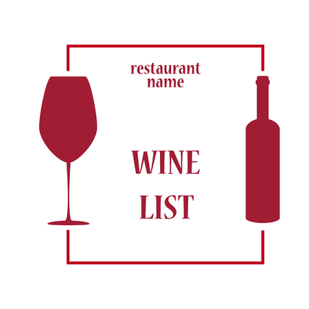 vector concept design wine list with text on bottle in contrast colorsのイラスト素材