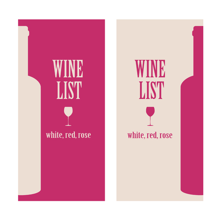 vector concept design wine list with text, glasses and bottle in red and beige colorsのイラスト素材
