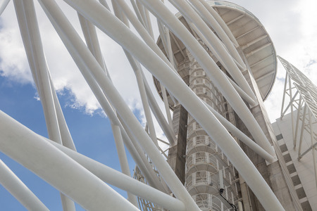 abstract architecture building with metal tubes