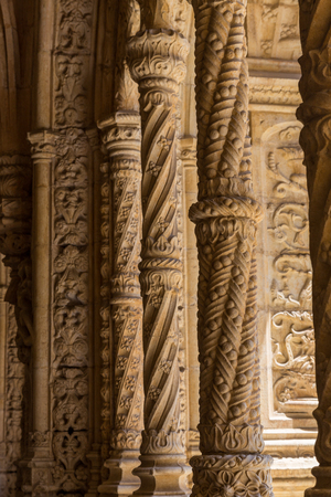 architecture details of the Monastery or Hieronymites in Lisbon, Portugal.の写真素材
