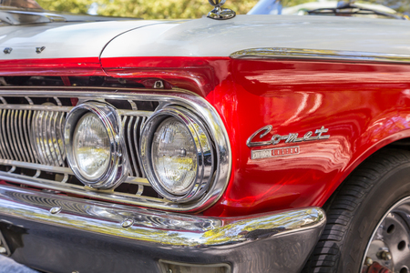 Lisbon, Portugal - september 24, 2017: Reto car show on street of the city. european and american old classic automobilesのeditorial素材