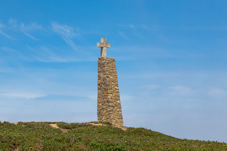 the Western point of continental Europe on the Atlantic ocean. Cabo da Roca summer in the fogの写真素材