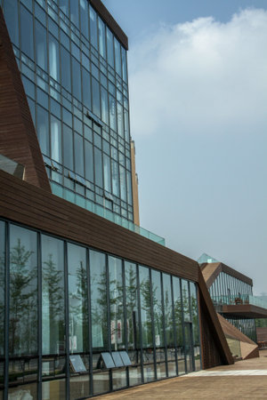 Modern office building in the city, Shandong, China.の写真素材