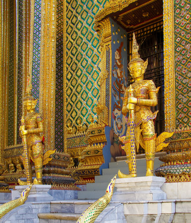 Wat Phra Kaew, Temple of the Emerald Buddha, Bangkok, Thailandの写真素材
