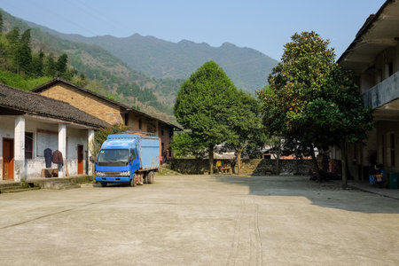 Tramway in the village of Nepal.の写真素材