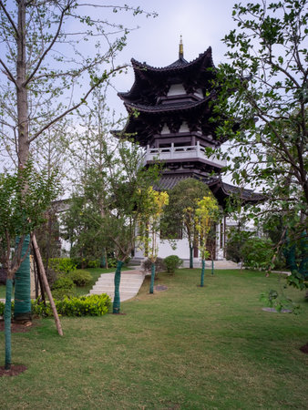 Pagoda in the garden, Chiang Mai, Thailand.の写真素材