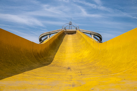 Close up view of a slide at a skate park in Lisbon, Portugal.の写真素材