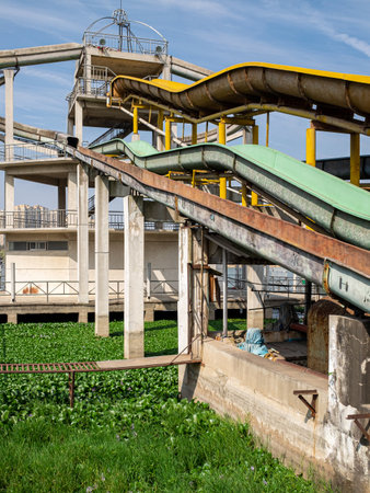 Industrial landscape of the water treatment plant. Water treatment plant.の写真素材