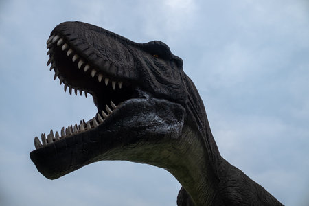 Dinosaur head in the park at Chiang Mai, Thailand.の写真素材