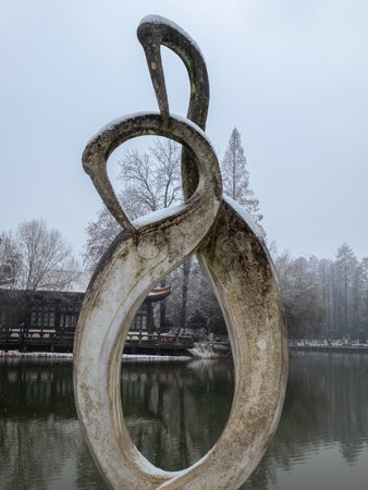 Hangzhou West Lake Sculpture Park, Hangzhou, Chinaの写真素材