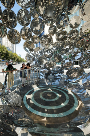Wuhan, Hubei Province, China - September 24, 2019: A contemporary art installation consisting of...