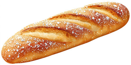 Baguette bread isolated on white background. Clipping path included.の素材