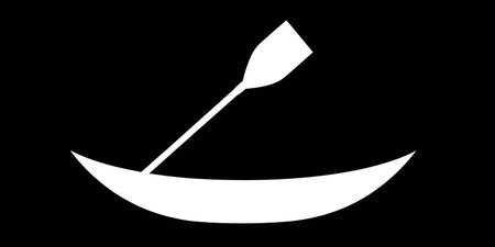 Simple graphic of a canoe and paddle, ideal for logos, apps, or web design.の素材