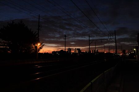 Town in a dawnの写真素材