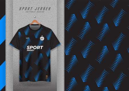 Fabric pattern design for sports t-shirts, soccer jerseys, running jerseys, jerseys, workout jerseys. black with blue stripesのイラスト素材